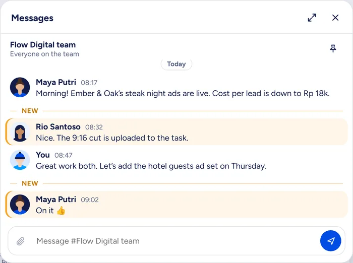 Messages in Metrcs, shown with a made-up agency