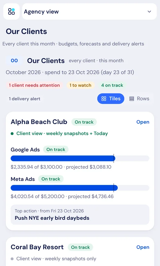 The agency view on a phone